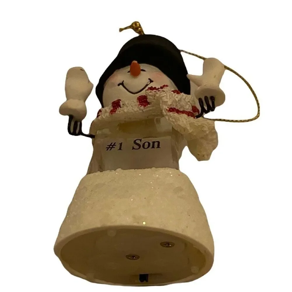#3845 Plastic snowman musical Christmas ornament  3.25 X 2.5